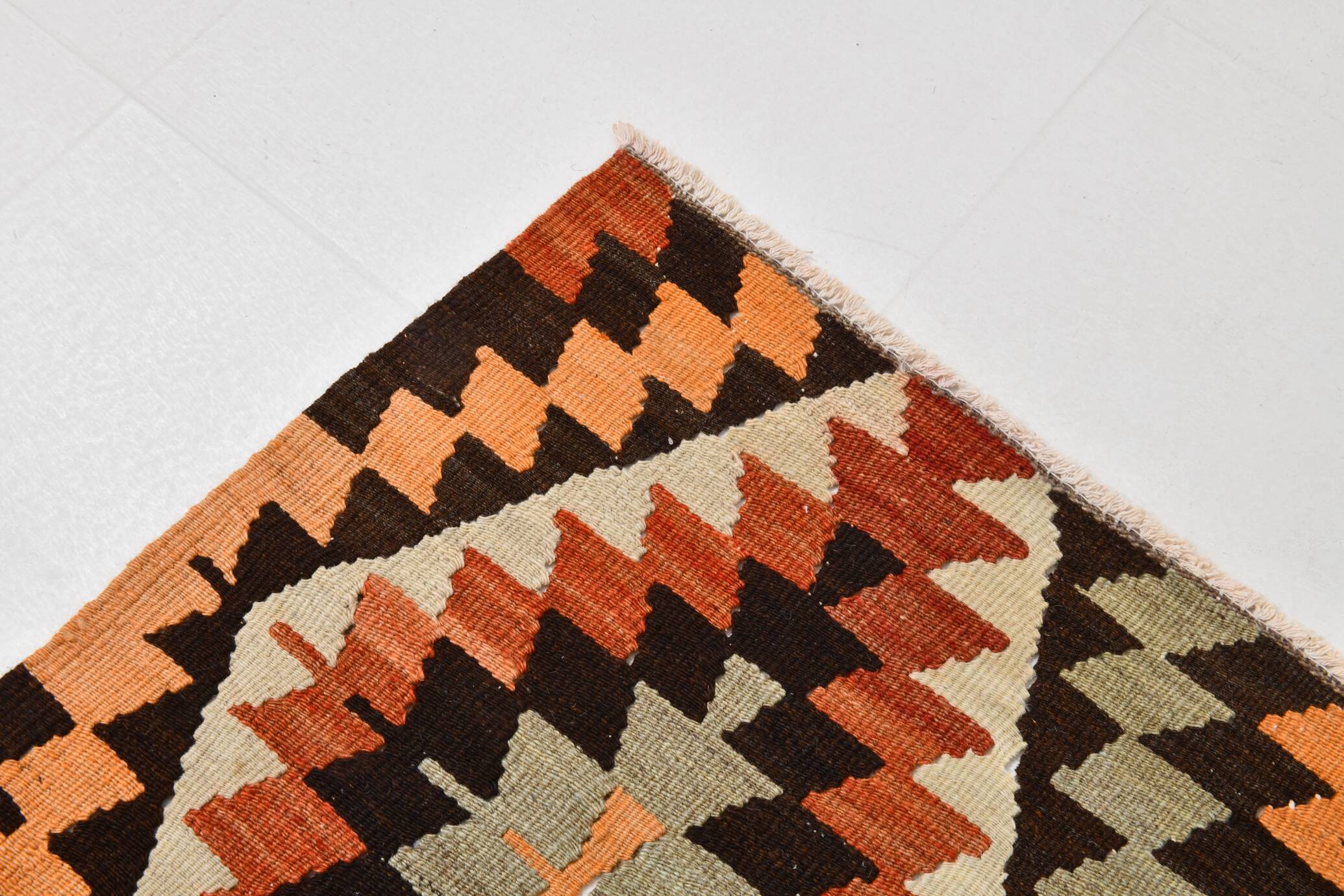 6x11 Geometric Pattern Turkish Vintage Kilim Rug, 172x346Cm