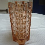 Pink vintage pressed glass vase