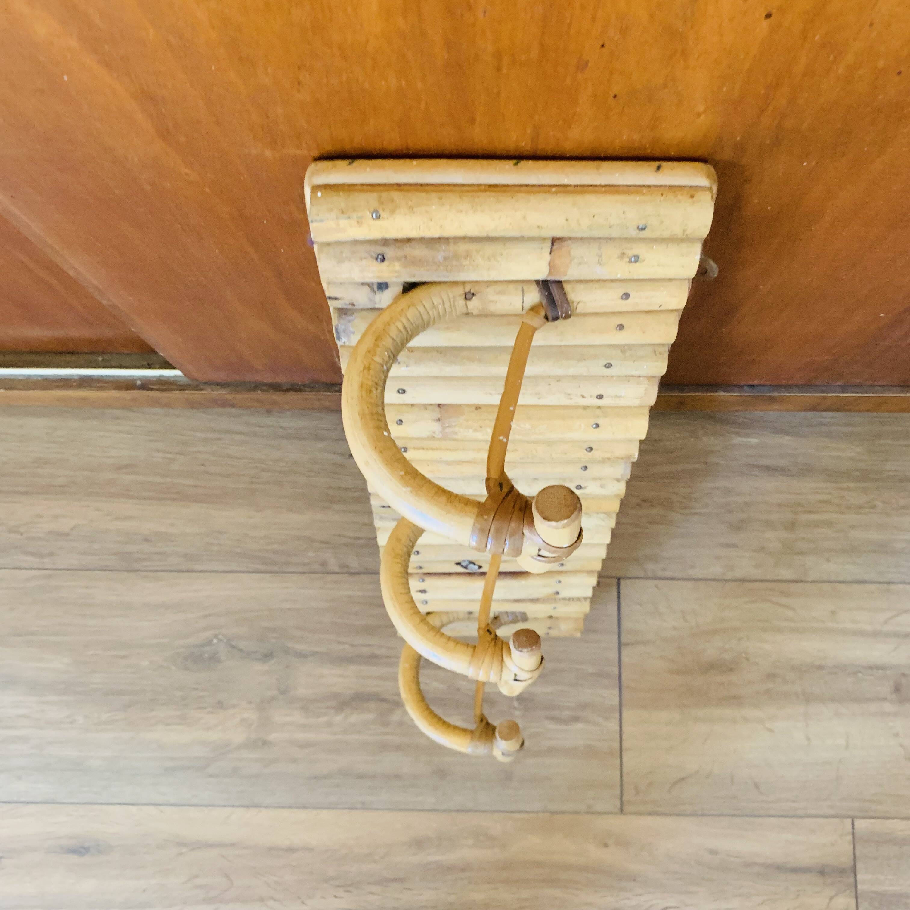 Vintage rattan coat rack