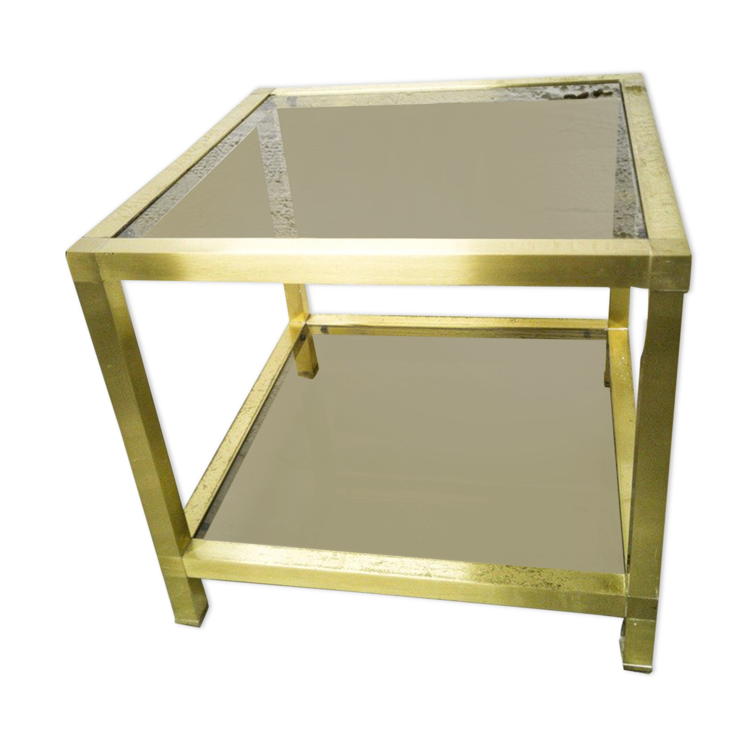 Golden side table and smoked glass