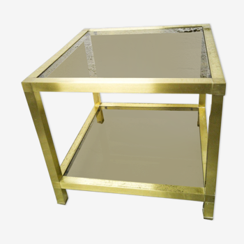 Golden side table and smoked glass