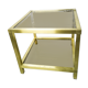 Table d'appoint dorée et verre fumé