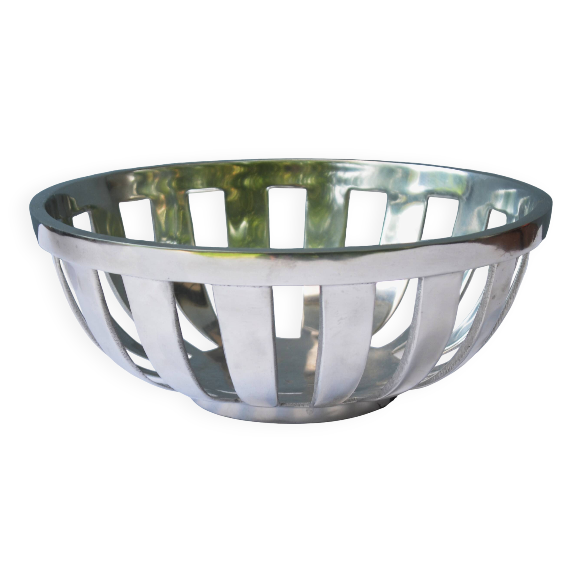 Mid Century Modernist Chrome Basket Centerpiece Bowl