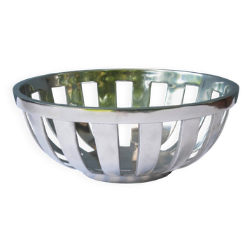 Centre de table en forme de panier chromé moderniste du milieu du siècle