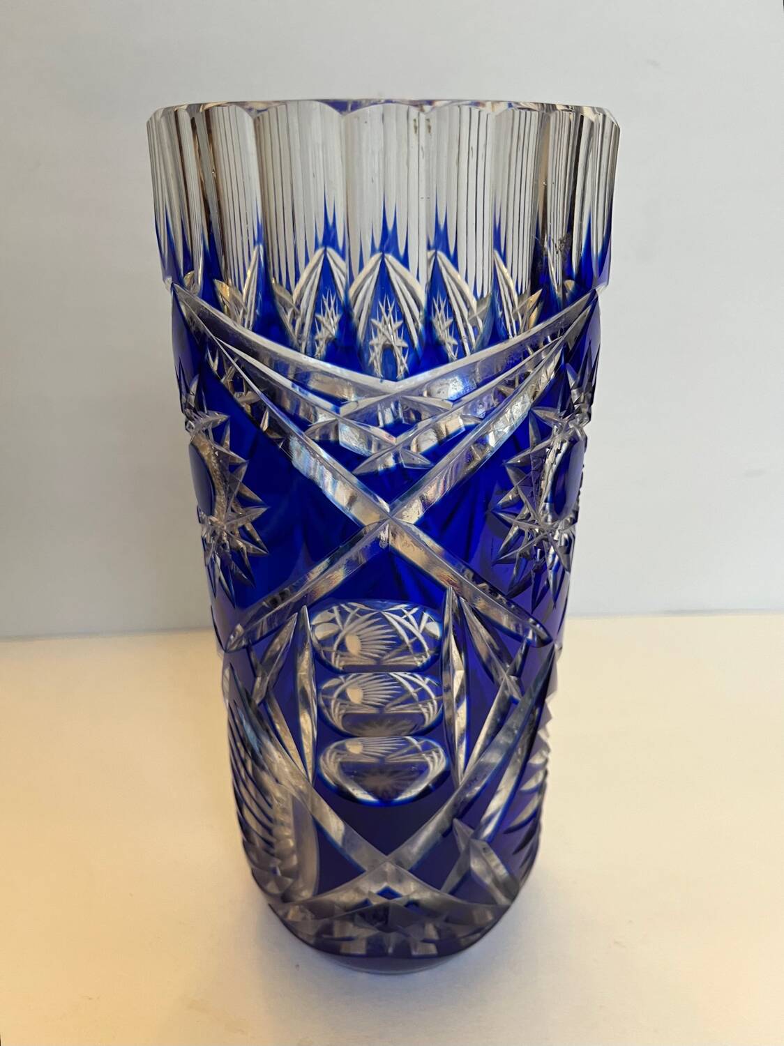 Bohemian cut glass vase