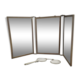 Ancien miroir triptyque style barber