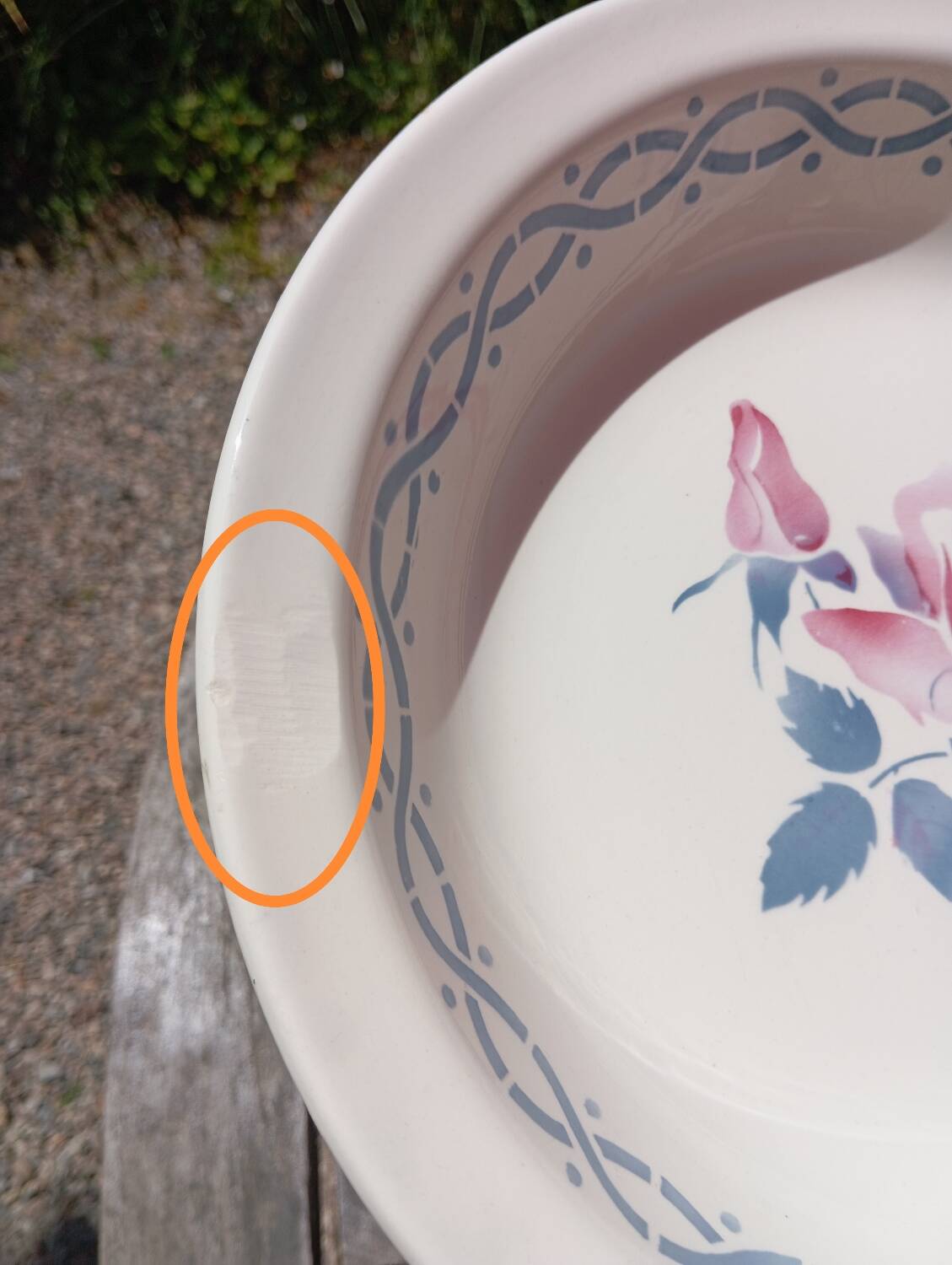 Round hollow dish or large plate, Janine model by Digoin, 1930/40