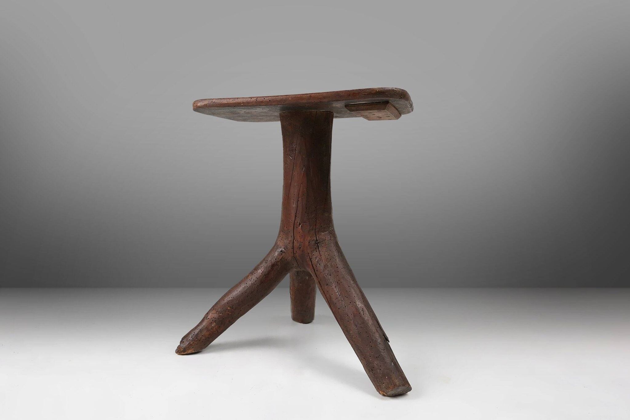 Wooden Stool with Tree Branch Legs, France 1850s