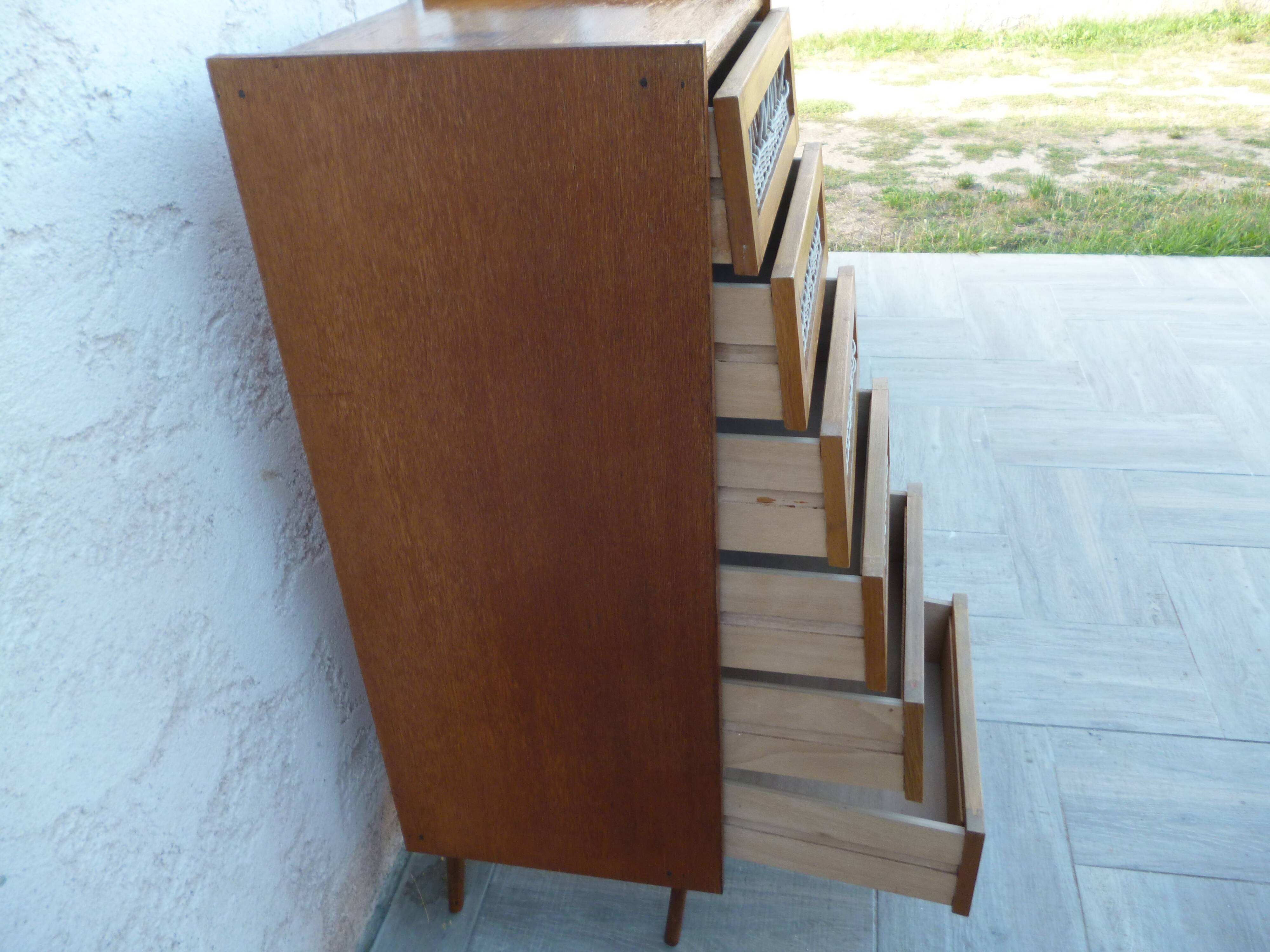 Vintage rattan weekly dresser