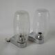 Pair of designer wall lights in blown glass and chrome by inda circa 1960-1970