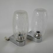 Pair of designer wall lights in blown glass and chrome by inda circa 1960-1970