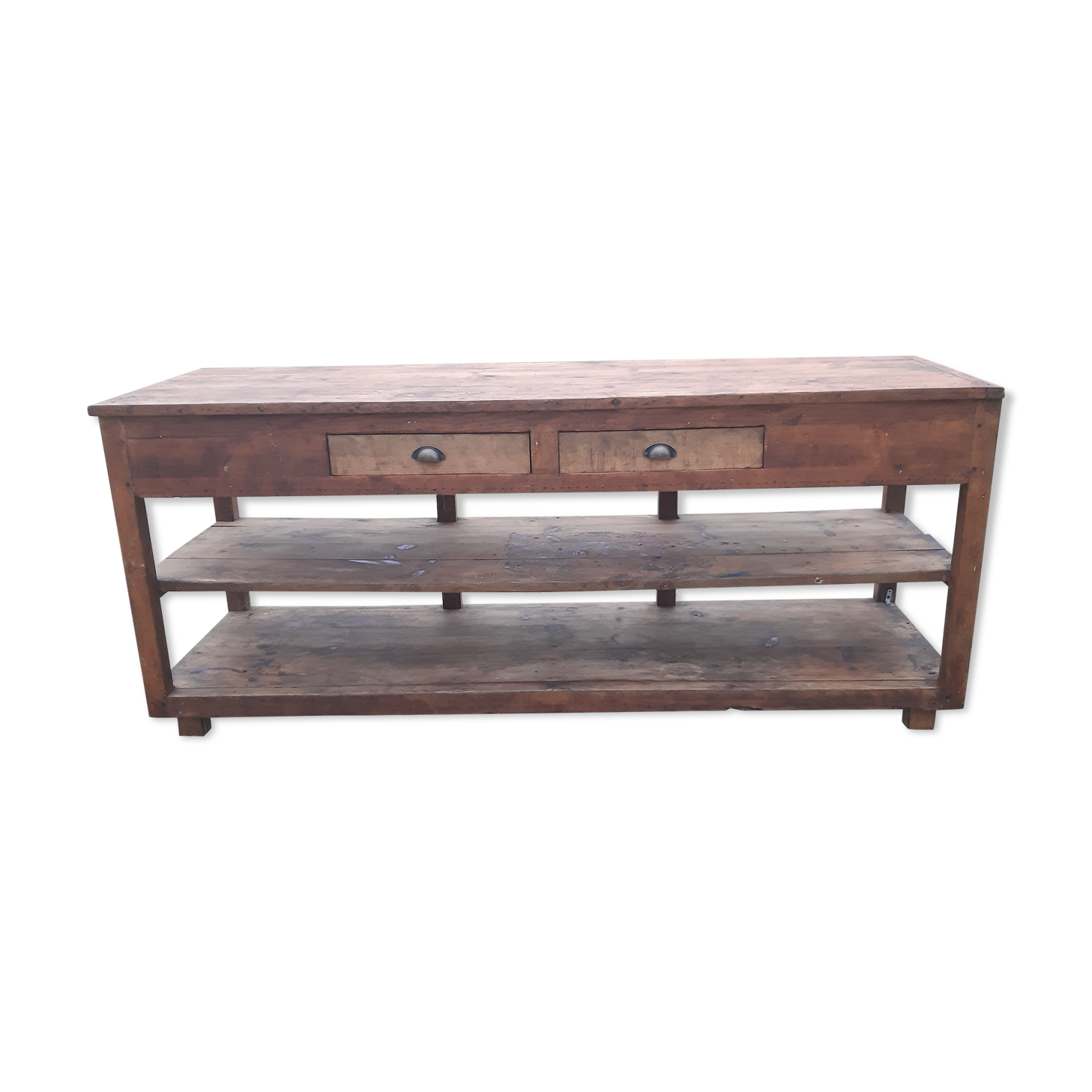 Pine Drapier Table, 2 Drawers, 2 Floors