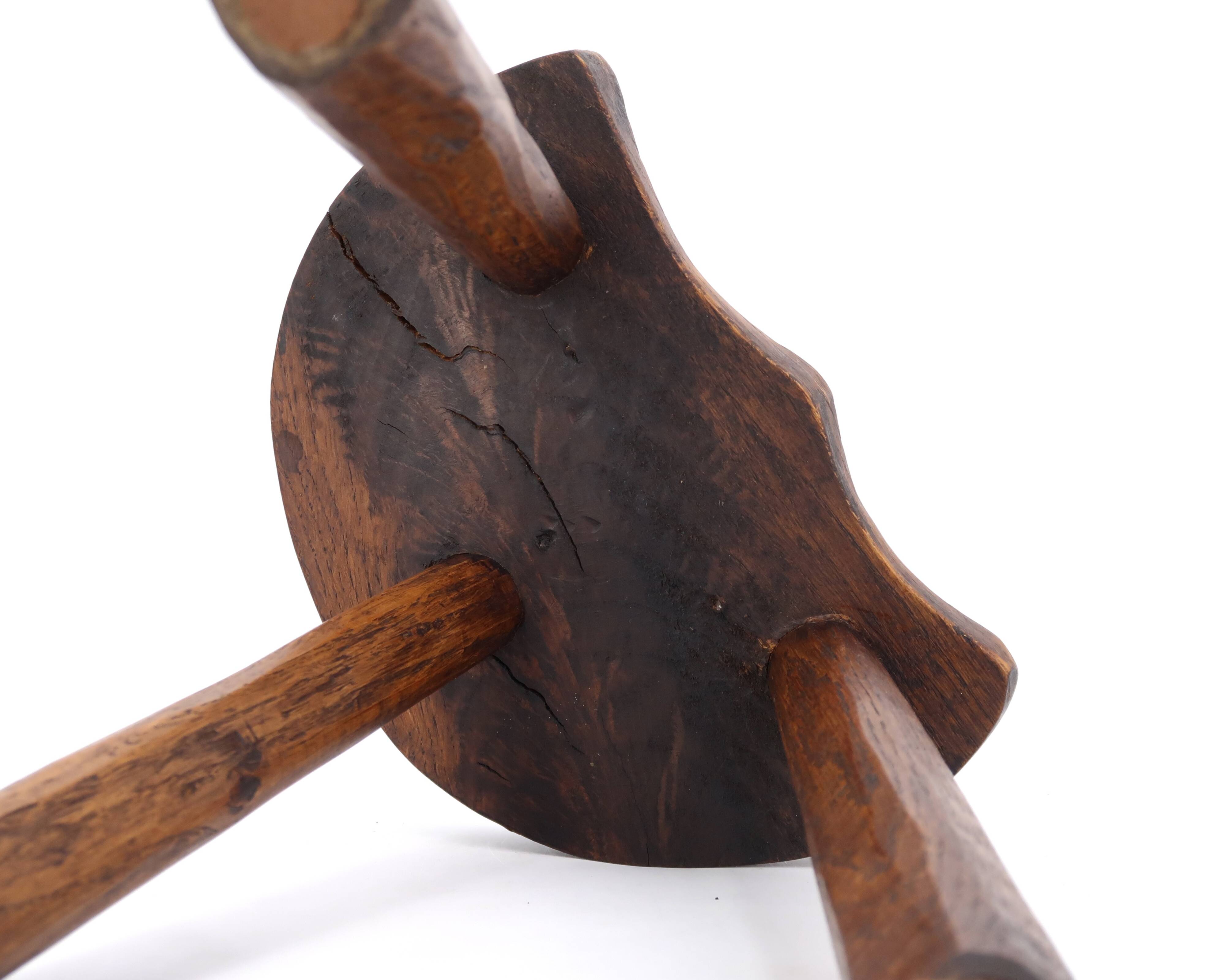 Wooden tripod stool, mountain folk art, 1950s