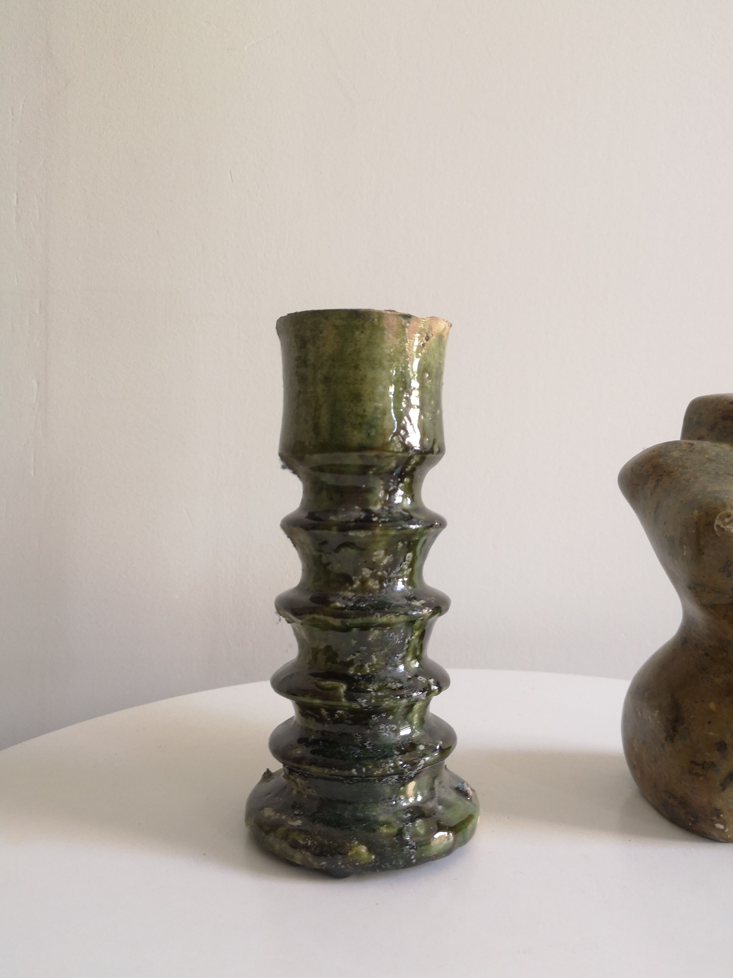 Enamelled ceramic candle holder, tamegroute
