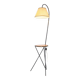 Mid-Century black floor lamp, wood and fabric with integrated table, 1950s