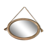 Oval wooden mirror and natrurel rope