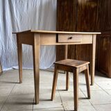 Antique walnut farmhouse table for four people