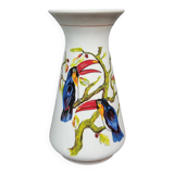 Finely hand-painted porcelain vase with toucans, circa 1950