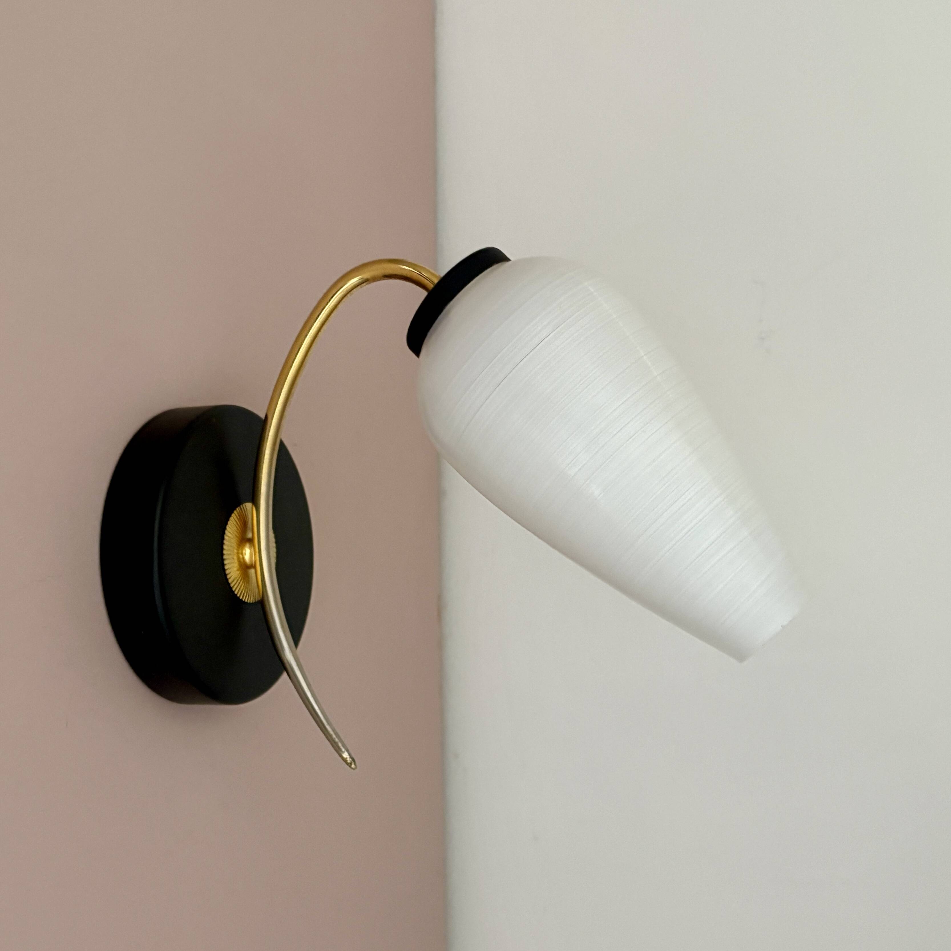 Vintage globe wall lamp in white opaline