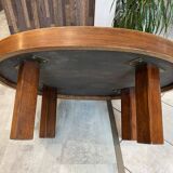 Round oval ceramic coffee table by Barrois Vallauris, 1960, herbarium model