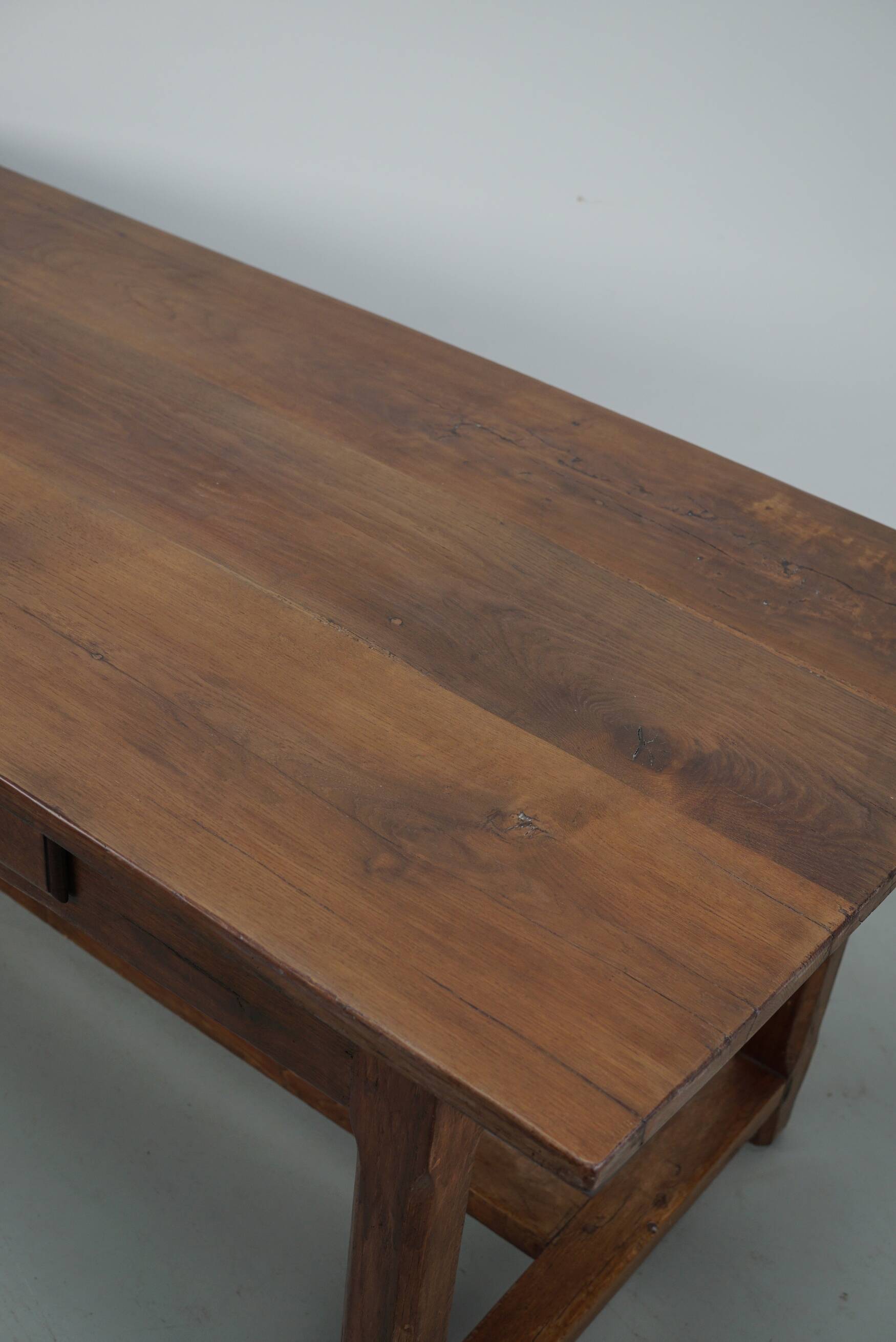 Rustic Dining Table in Oak and Elm from the Early 20th Century