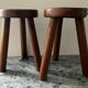 Pair of farmhouse stools in solid oak
