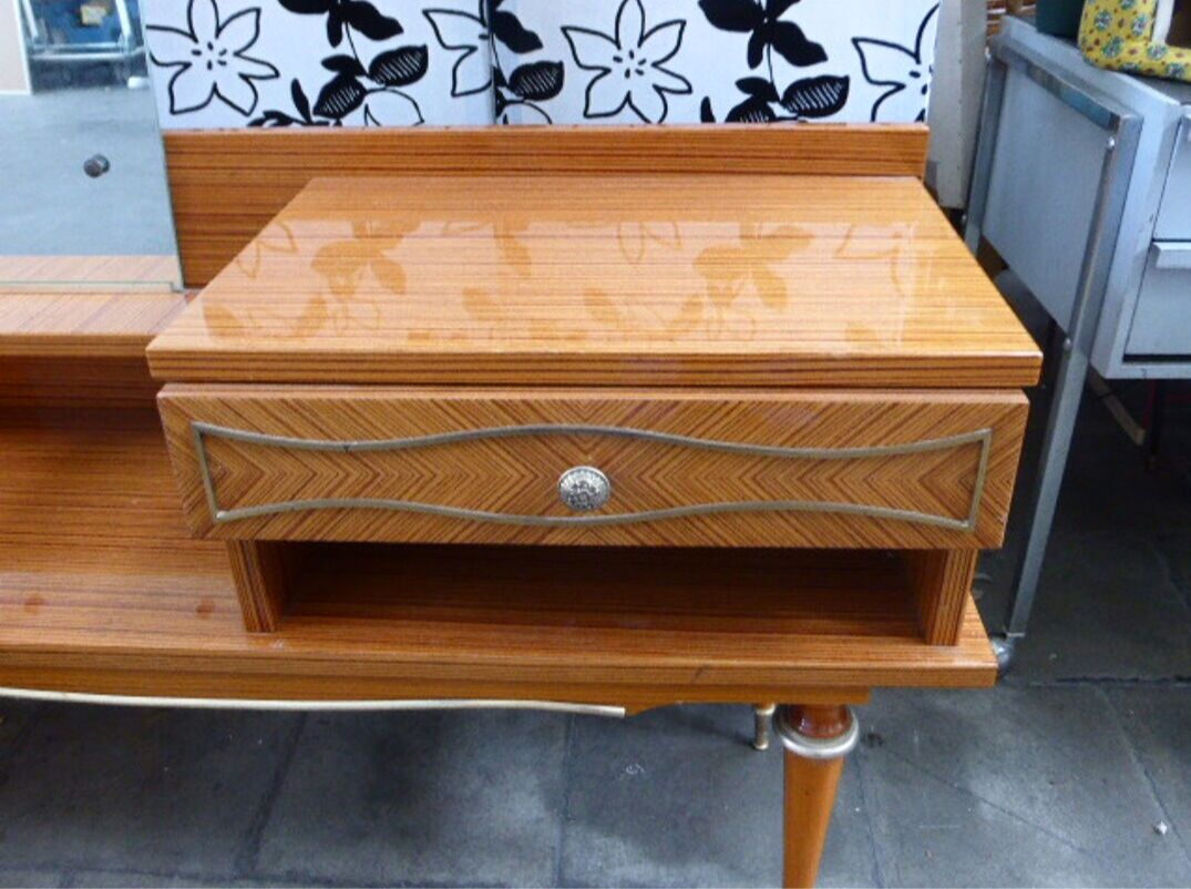 Vintage varnished wood dressing table 1950-1960