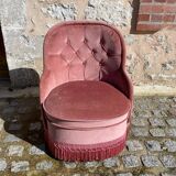 Pink velvet armchair