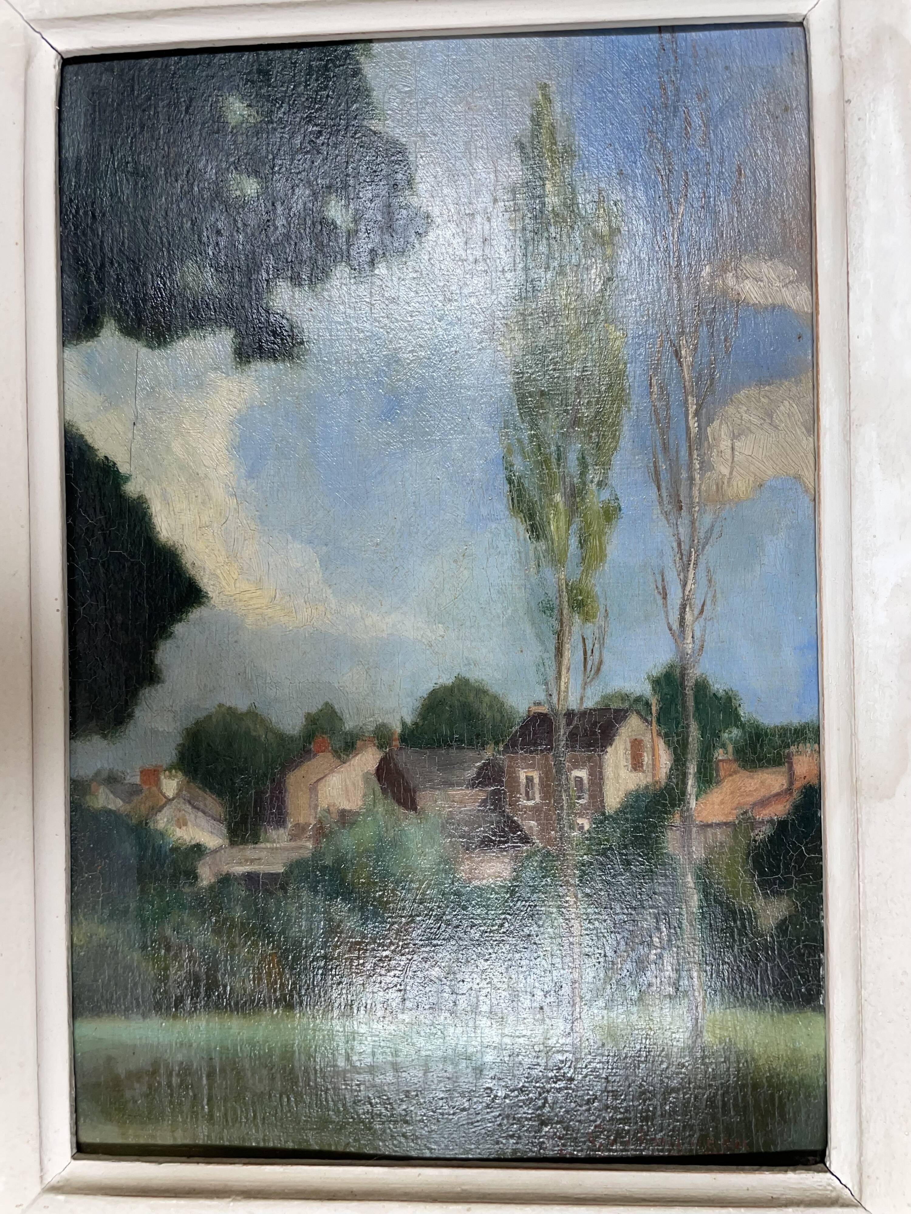 Painting M.Guilmineau Painter vendée two Sèvres Green Venice, Coulon....