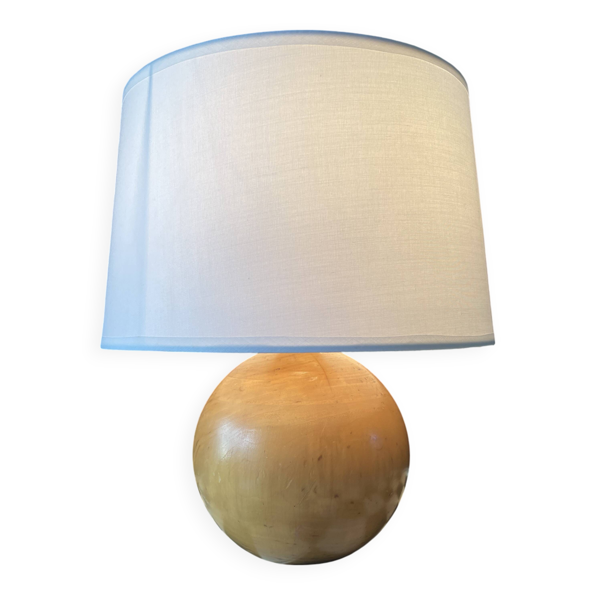 Lampe vintage en bois tourné massif
