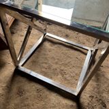 Small vintage steel and glass coffee table