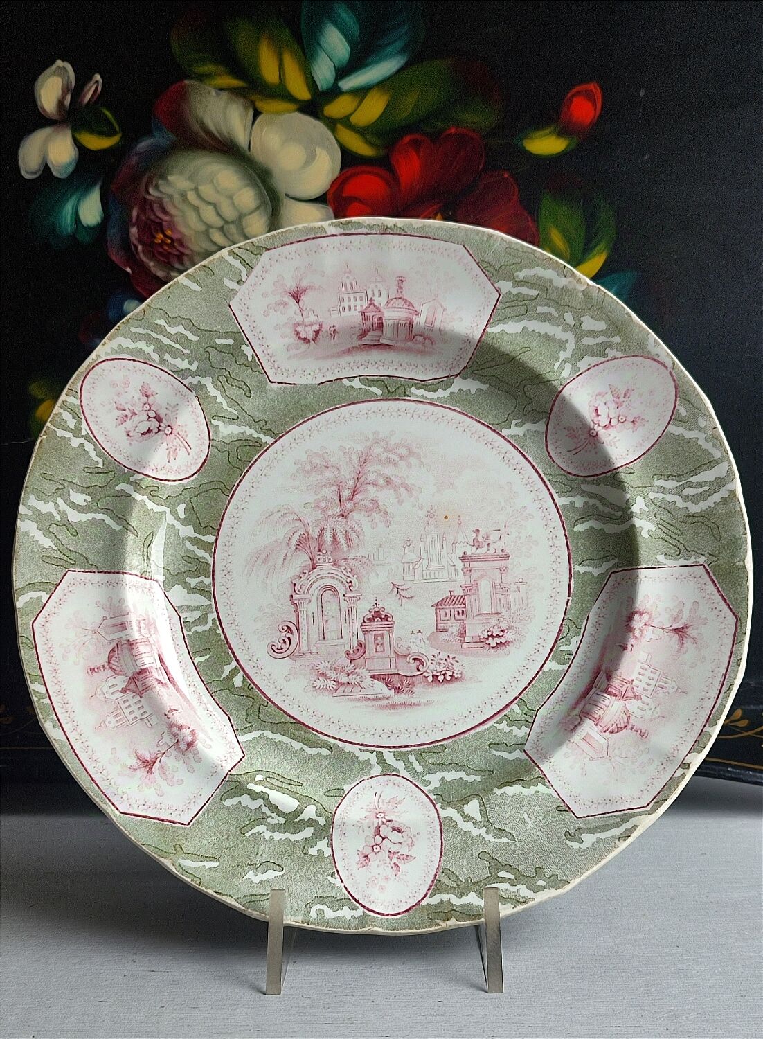 Set of 4 antique plates - Creil & Montereau - Opaque porcelain -