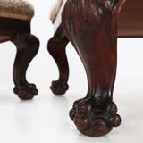 Set early Empire solid mahogany wood and sheepskin armchairs, 1820s