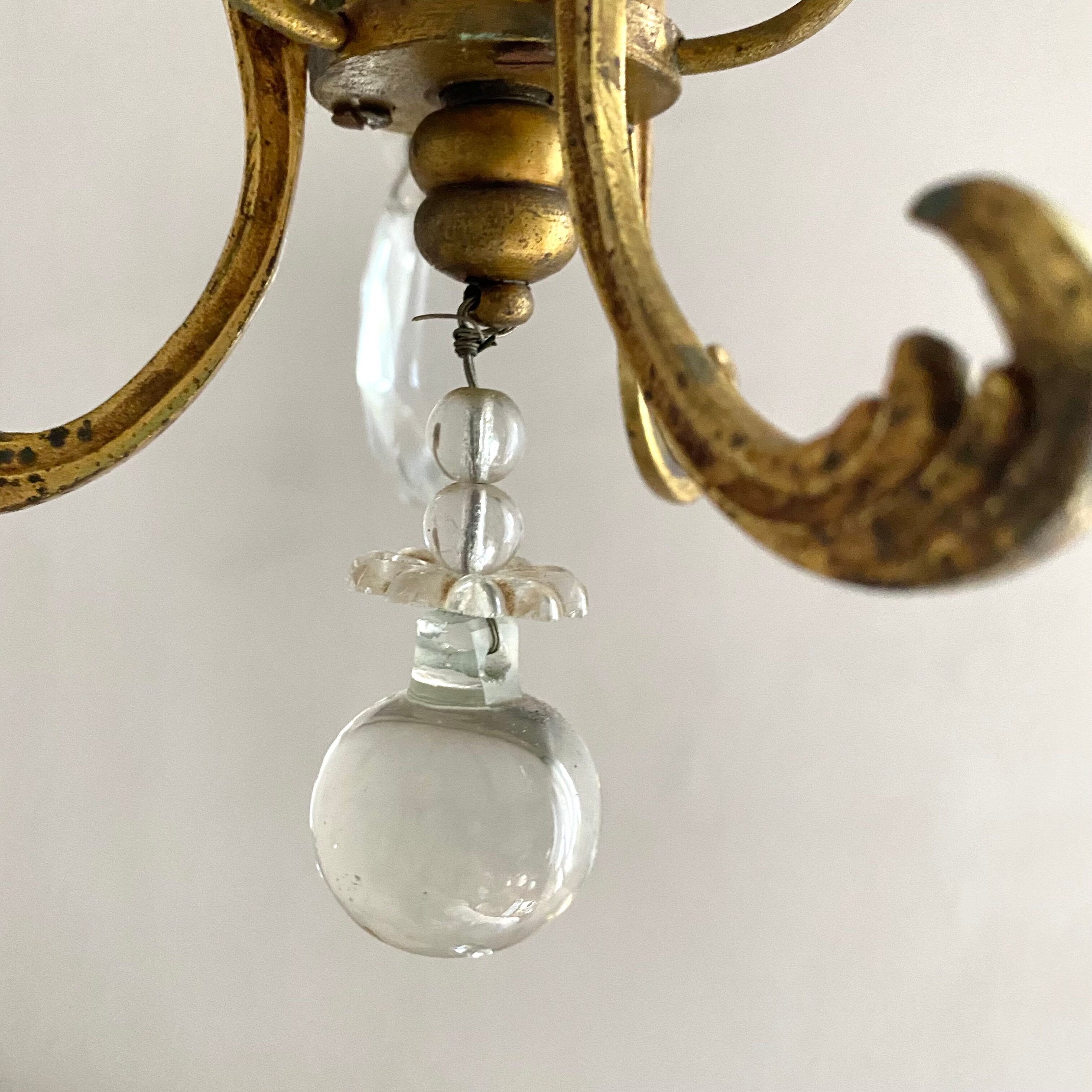 Lustre ancien pampilles en verre de murano