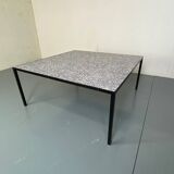 Mid-Century Modernist Rectangular Bleu Black Steel and Ceramic Coffee Table, 1960s