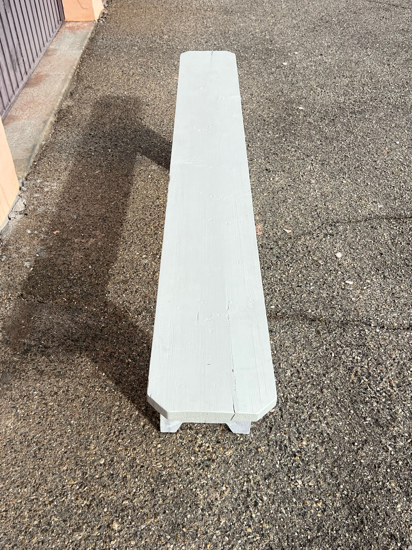 Wooden bench painted white, French craftsmanship.