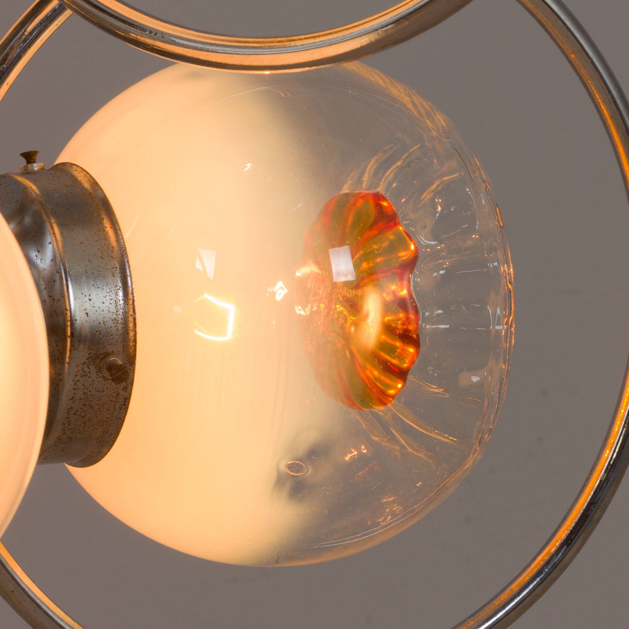 Mazzega Space Age Murano glass chrome plated chandelier, Italy 1970s