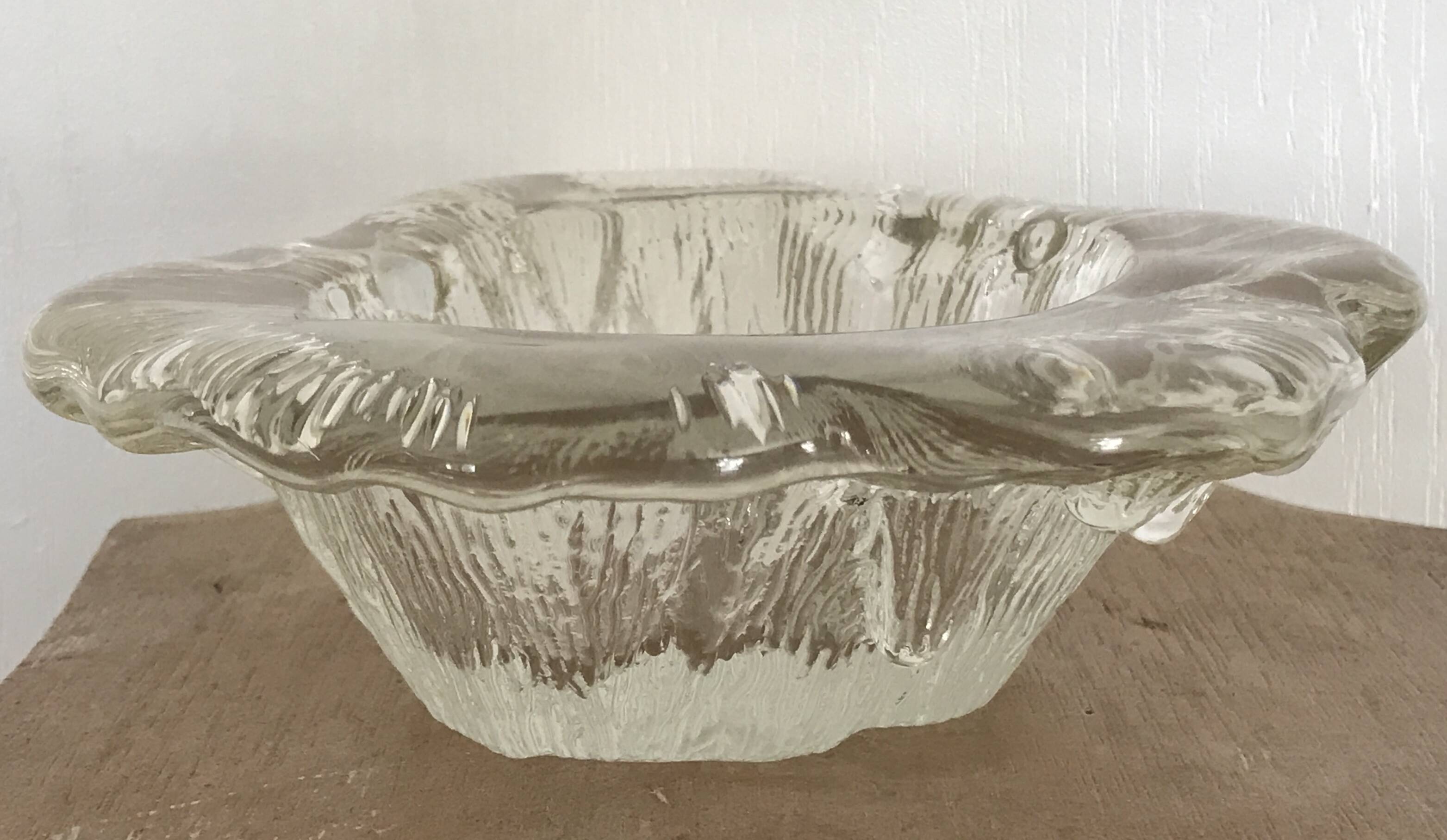 Blenko ashtray, pocket emptier in modernist glass, brutalist design, 1960