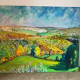 Landscape of valley and hills signed 1995