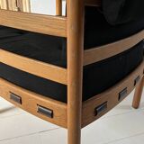 Scandinavian lounge chair COJA in wood and leather, 1960s