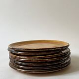 7 assiettes à dessert en céramique émaillée