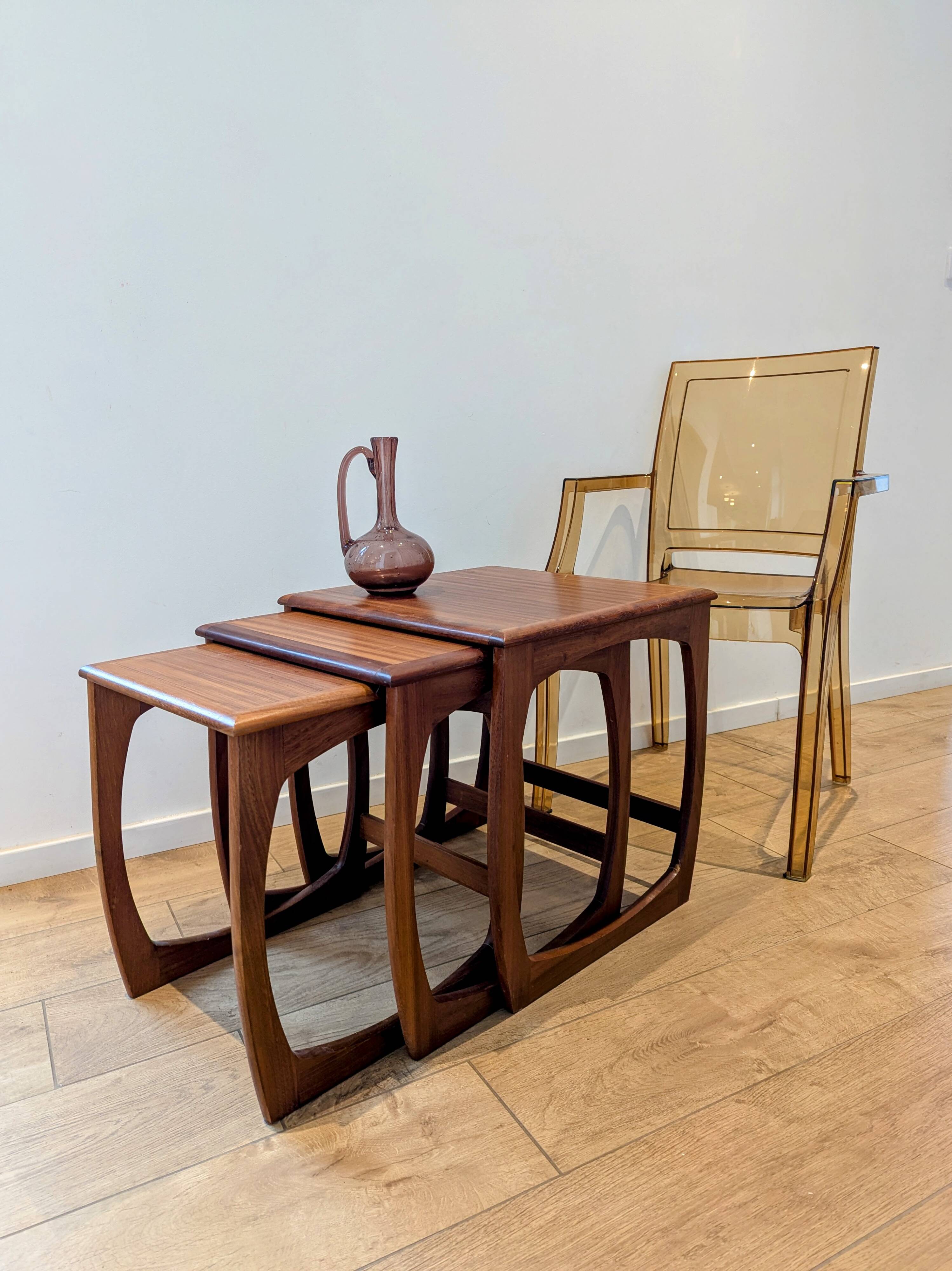 Vintage teak nesting tables Sunelm English design 1960s