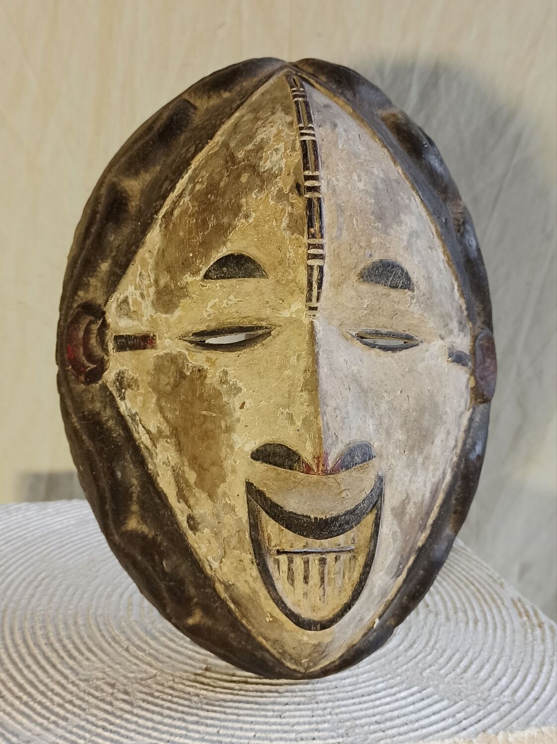 Antique wooden mask African Igbo art from Nigeria