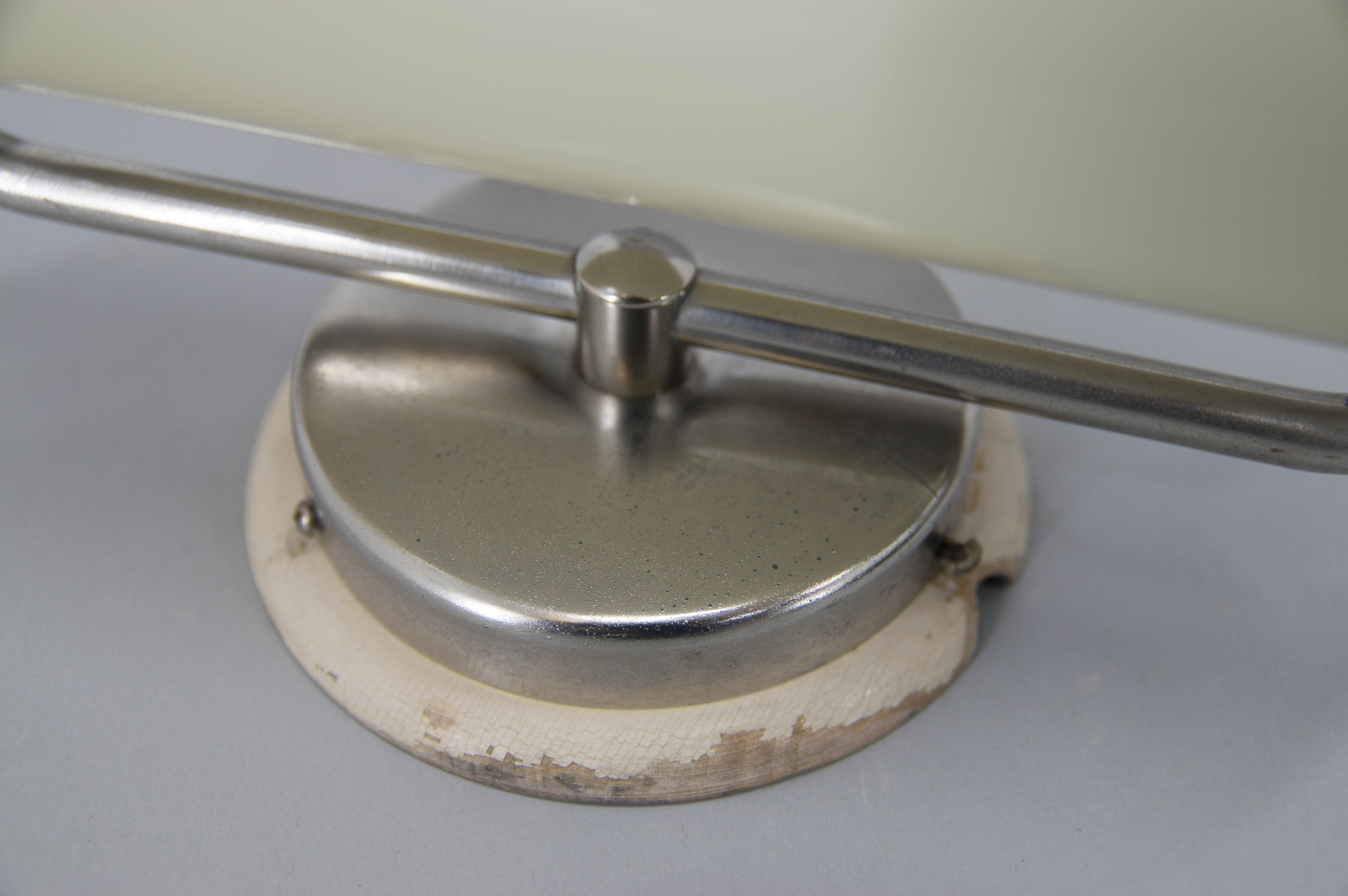 Art deco or bauhaus nickel-plated wall lamp, 1930