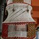Large vintage macramé pendant lamp in cotton thread and wool, 120 cm.