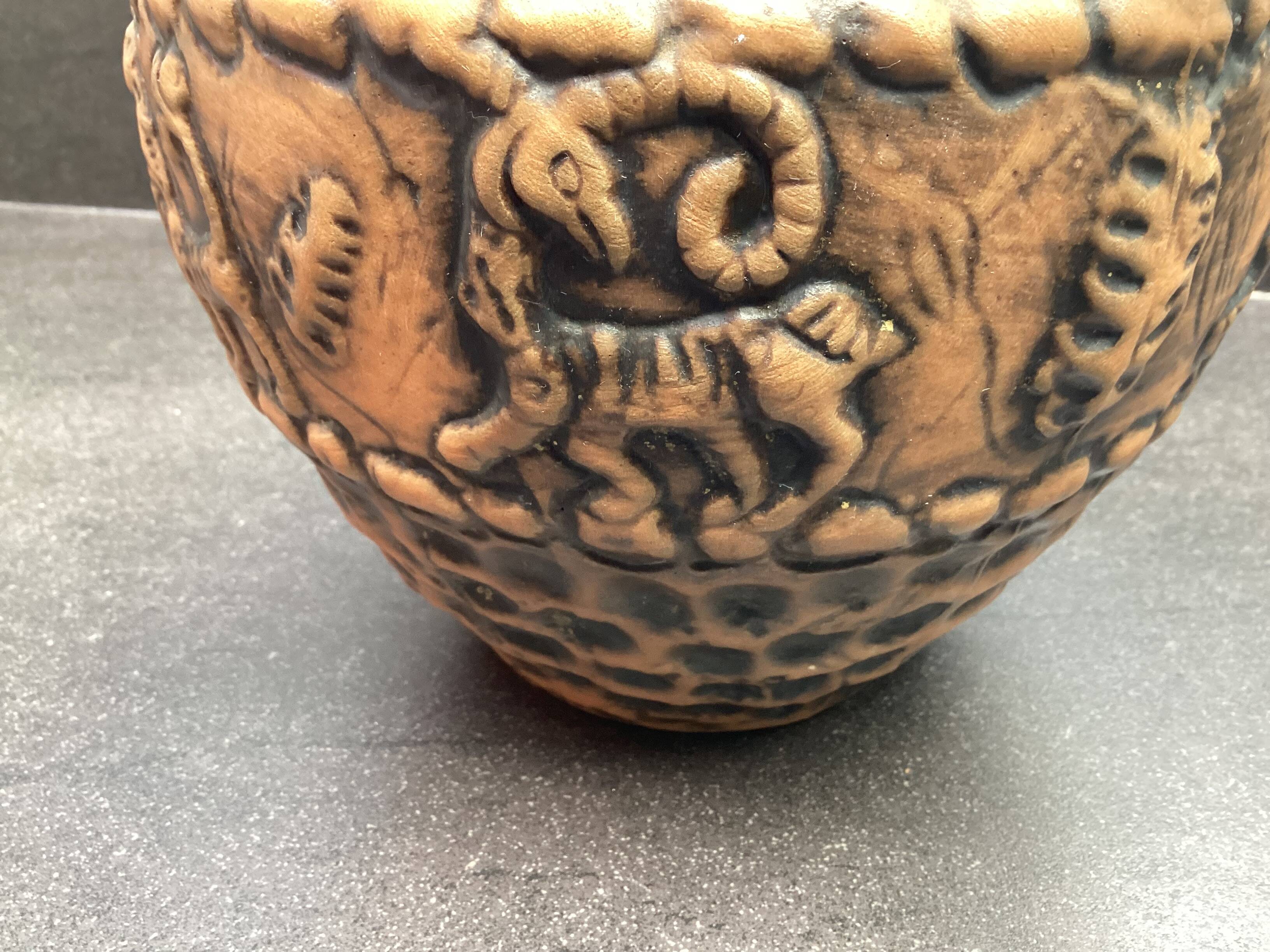 Jasba Germany vase with animal decoration, 1960s-70s