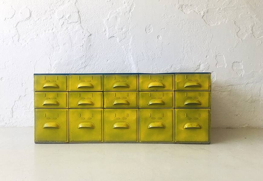 Set of vintage industrial metal drawers