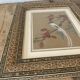 Ornithological painting, marquetry frame