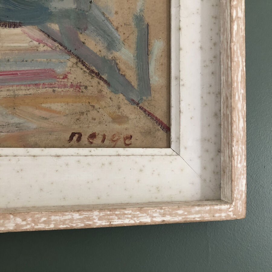 Table oil, still life, curly tulips