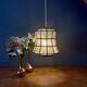 Vintage mother-of-pearl and brass lampshade pendant light
